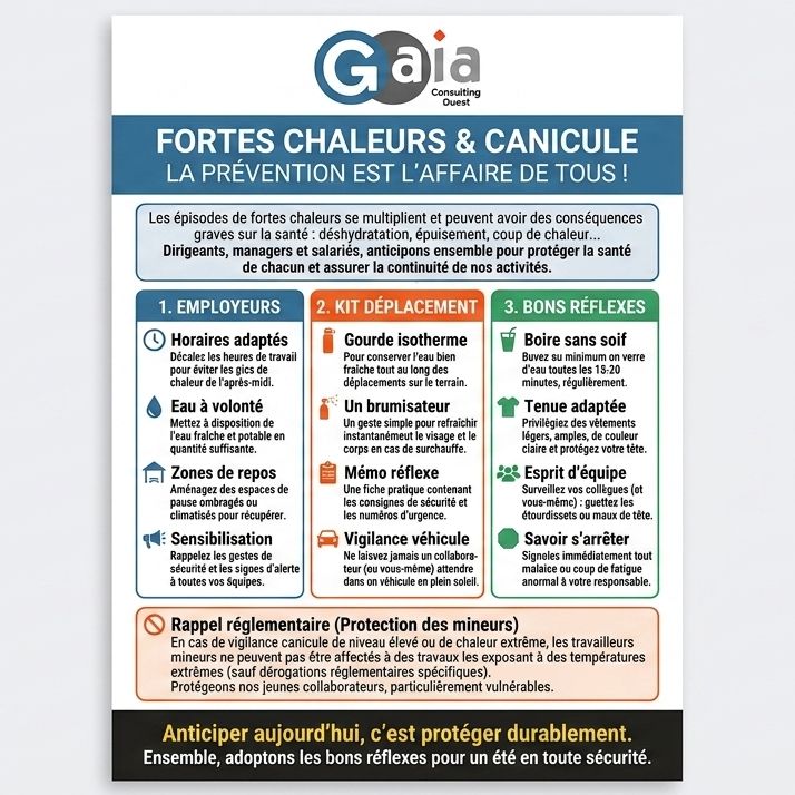 Prévention forte chaleur et canicule au travail